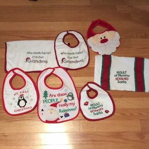 Holiday Bib & Burp Rag Set (NWOT)